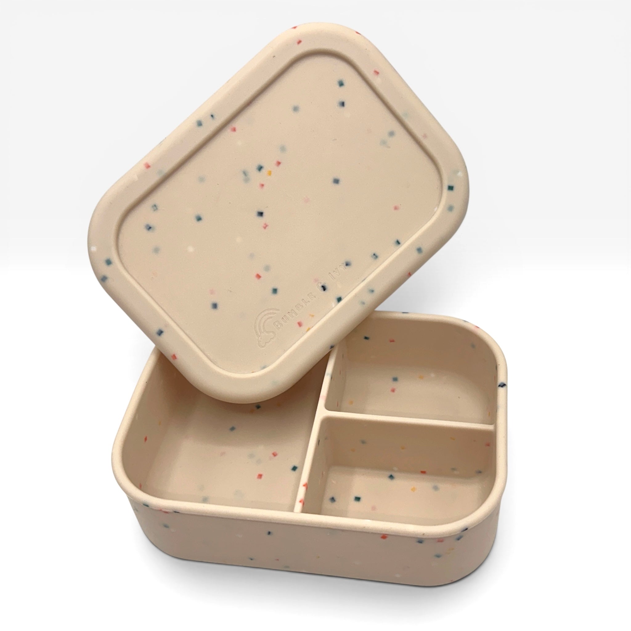 Kids Silicone Bento Lunchbox – BPA-Free, Reusable, Speckled Ivory Design