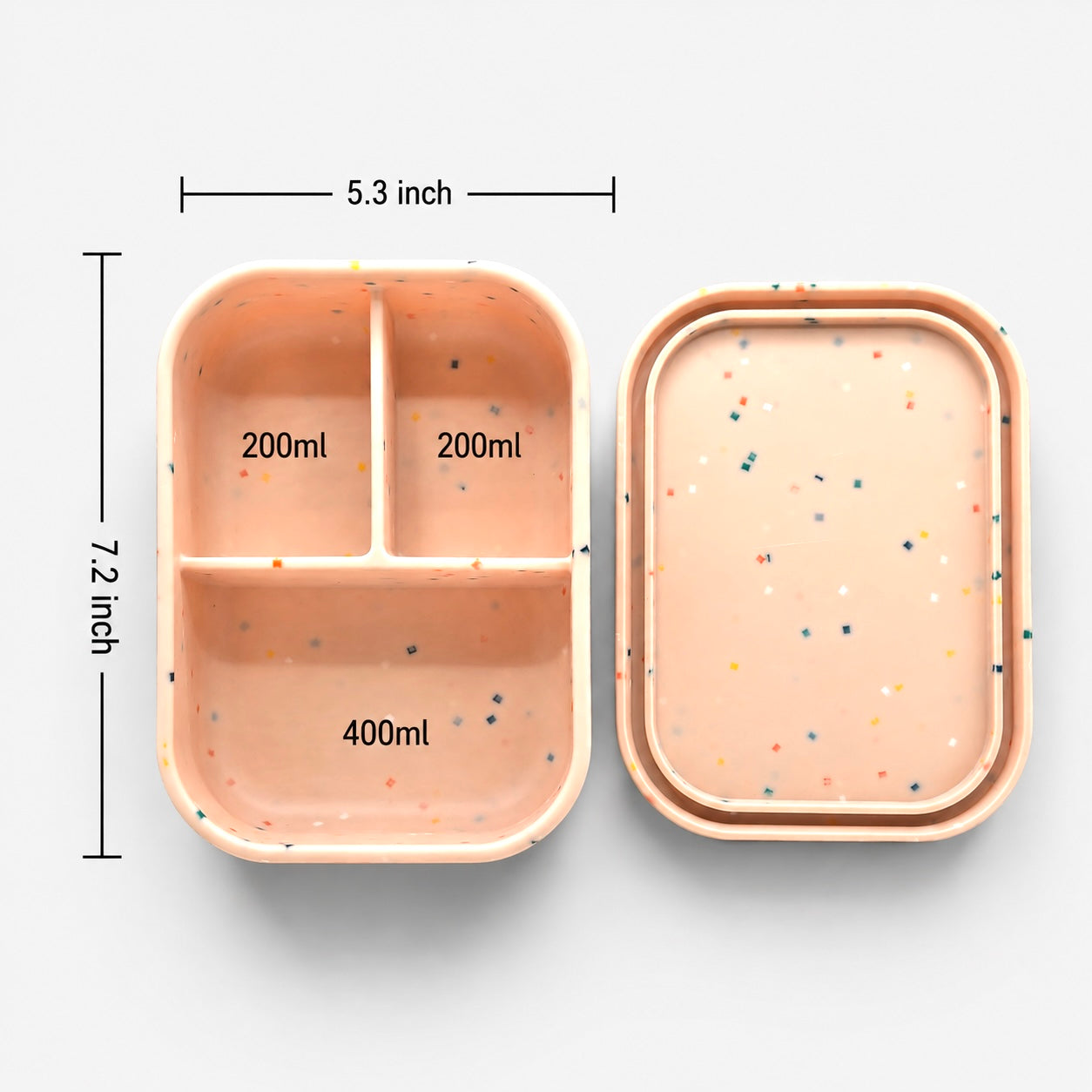 Kids Silicone Bento Lunchbox – BPA-Free, Eco-Friendly, Speckled Bubblegum Design