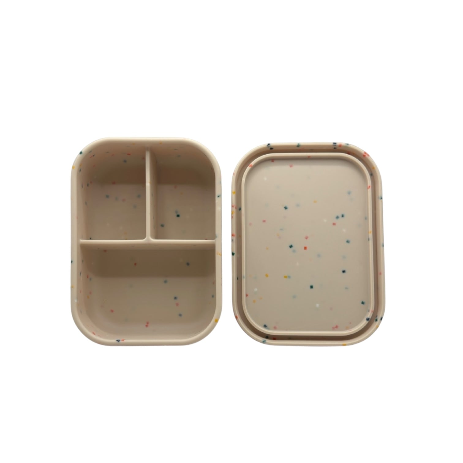 “Speckled Ivory Silicone Bento Lunch Box – Reusable, BPA-Free, Heat-Resistant, Microwave & Dishwasher Safe Food Container”
