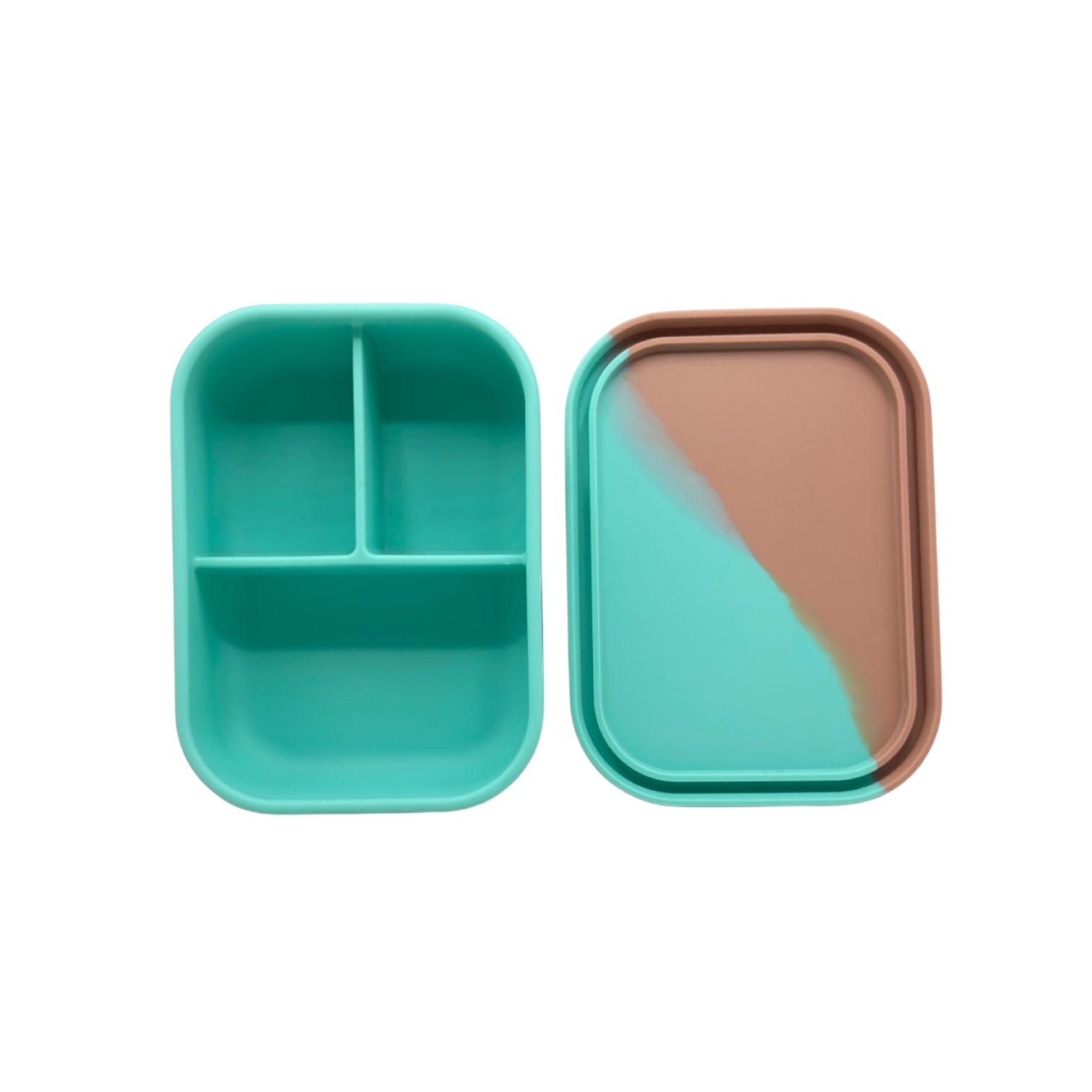 Pearl Aqua & Coral Tree Silicone Bento Box – Leak-Proof, BPA-Free, Eco-Friendly Lunch Container for Kids & Adults