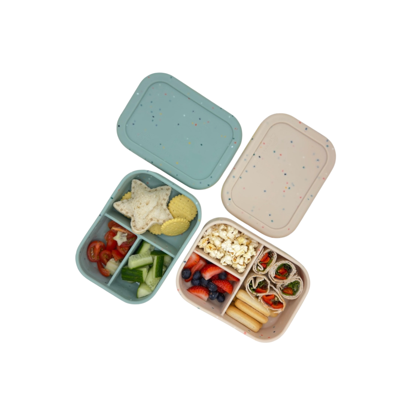 “Speckled Ivory Silicone Bento Lunch Box – Reusable, BPA-Free, Heat-Resistant, Microwave & Dishwasher Safe Food Container”