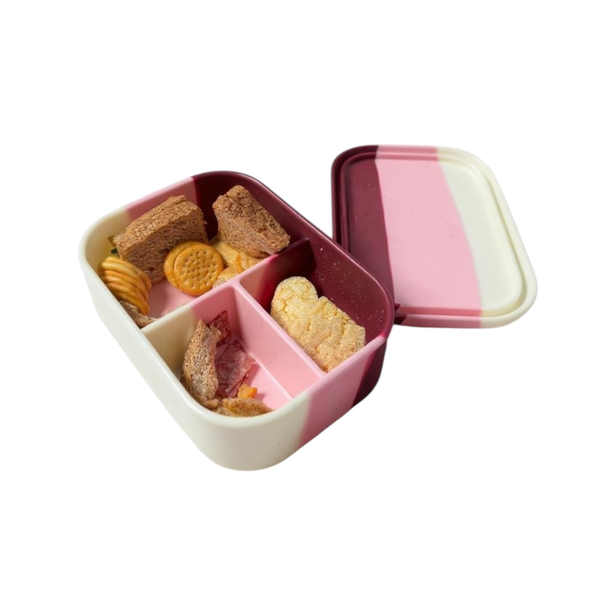 “Berry Blush Silicone Bento Lunch Box – Eco-Friendly & BPA-Free (Kid-Safe)”