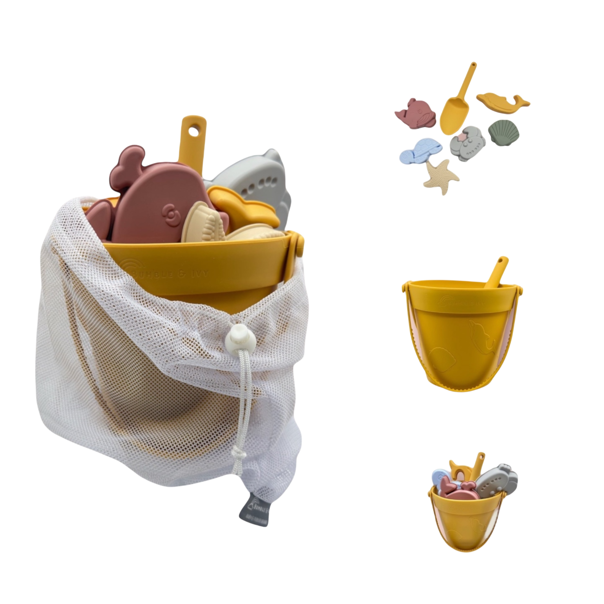 Pirate Gold Silicone Beach Toy Set – 8-Piece Non-Toxic Bucket & Spade Kit for Kids | Eco-Friendly & Travel-Friendly