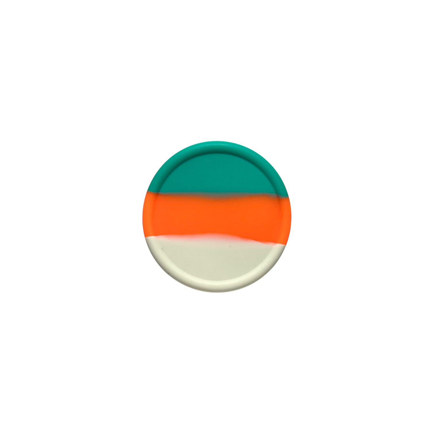 Bumble & Ivy Rio silicone snack box lid in tropical teal, coral and ivory colours for reusable kids lunch boxes and snack containers