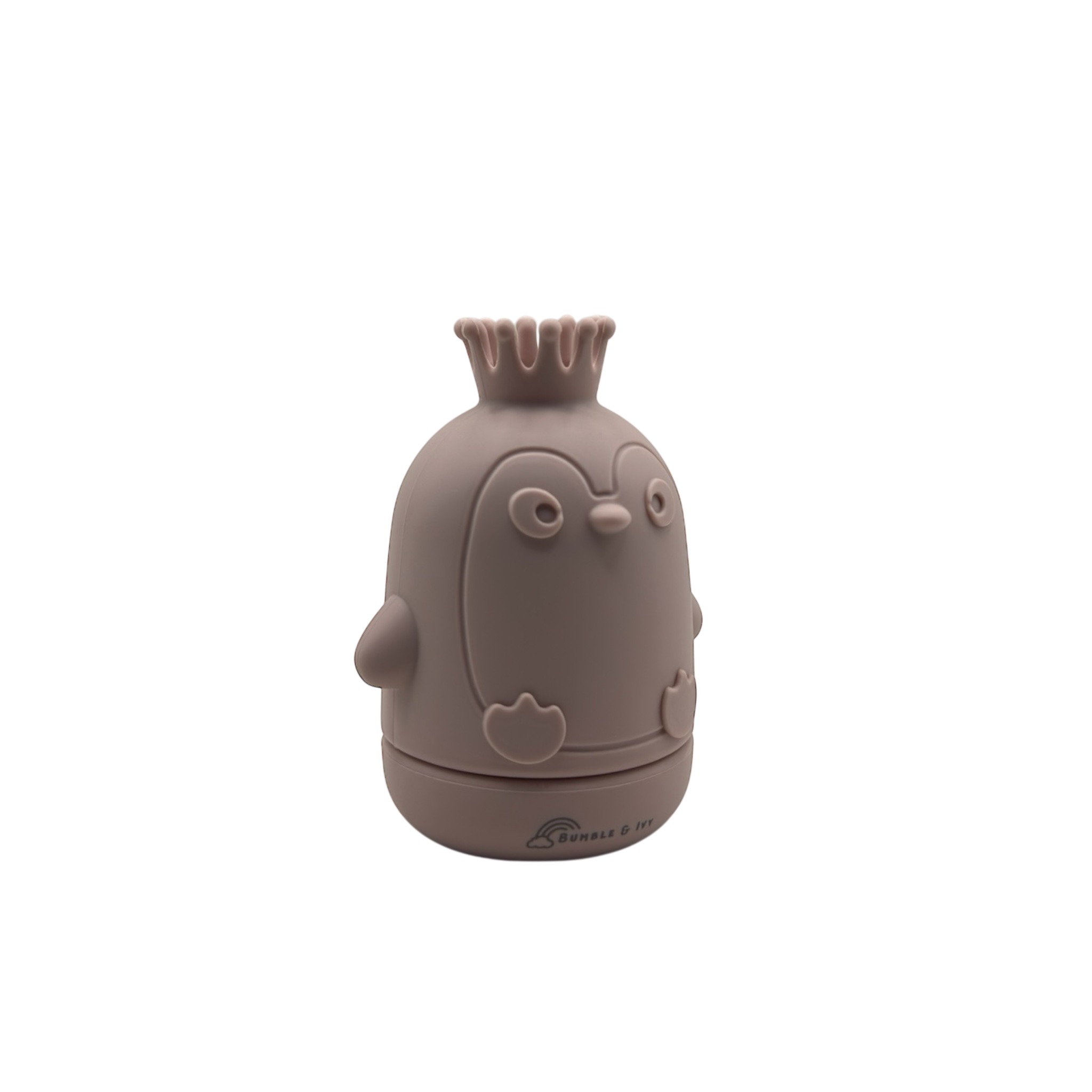 Penguin bath toy for babies and toddlers that twists apart for easy cleaning.