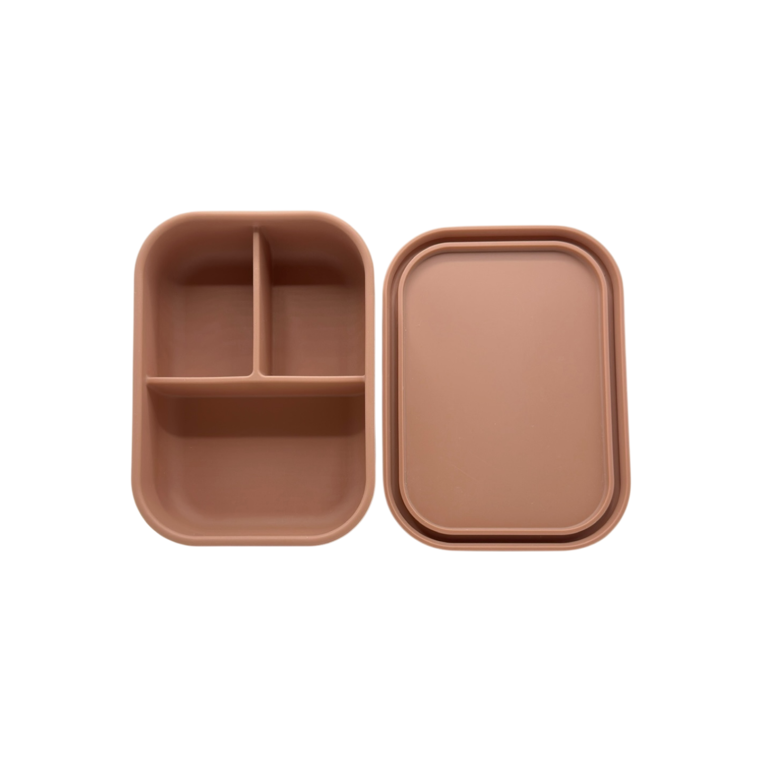 Bumble & Ivy Coco silicone bento box with a 3-compartment leakproof design and separate lid.