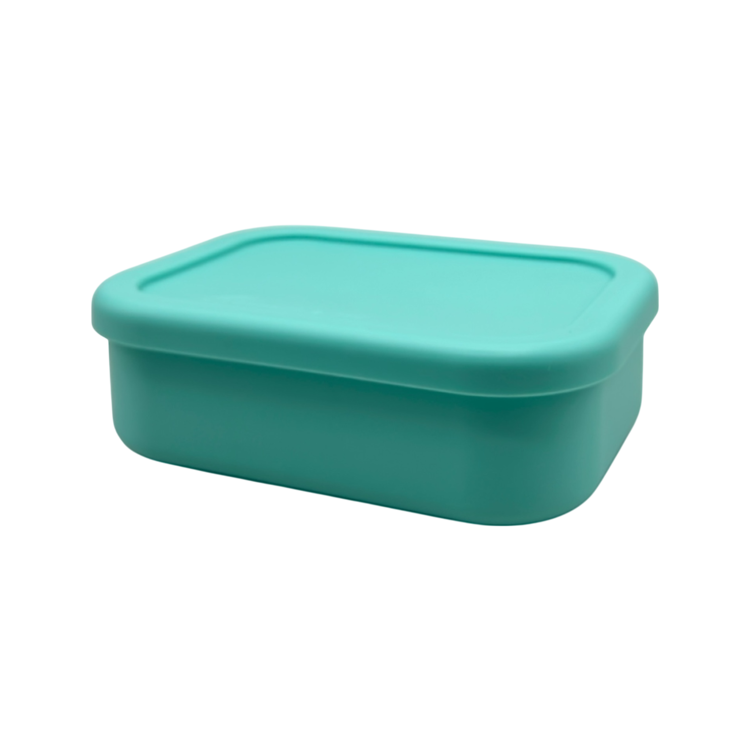 Bumble & Ivy Pearl Aqua design leakproof silicone kids bento box with lid securely closed.