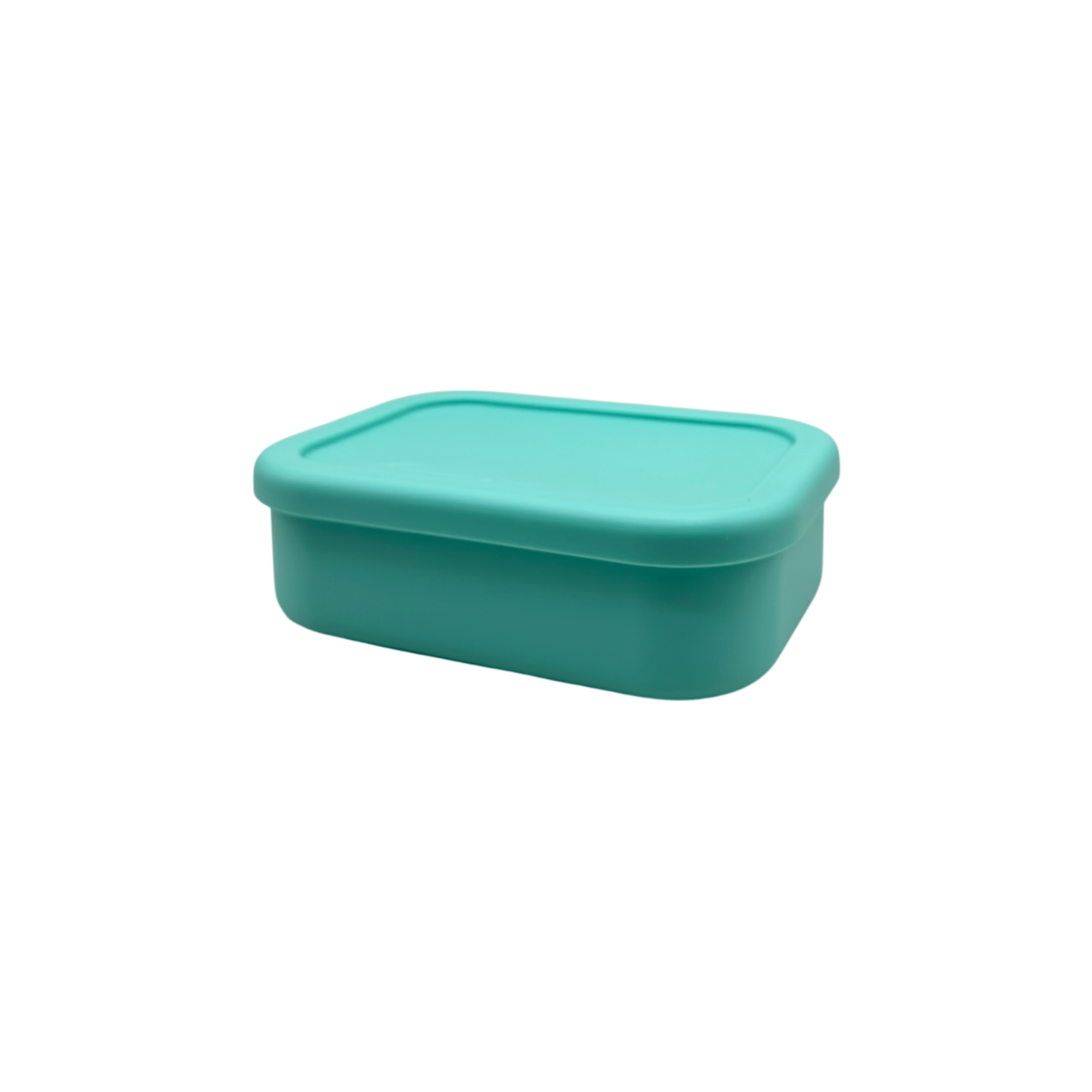 Bumble & Ivy Pearl Aqua design kids leakproof silicone bento lunch box with the lid closed.